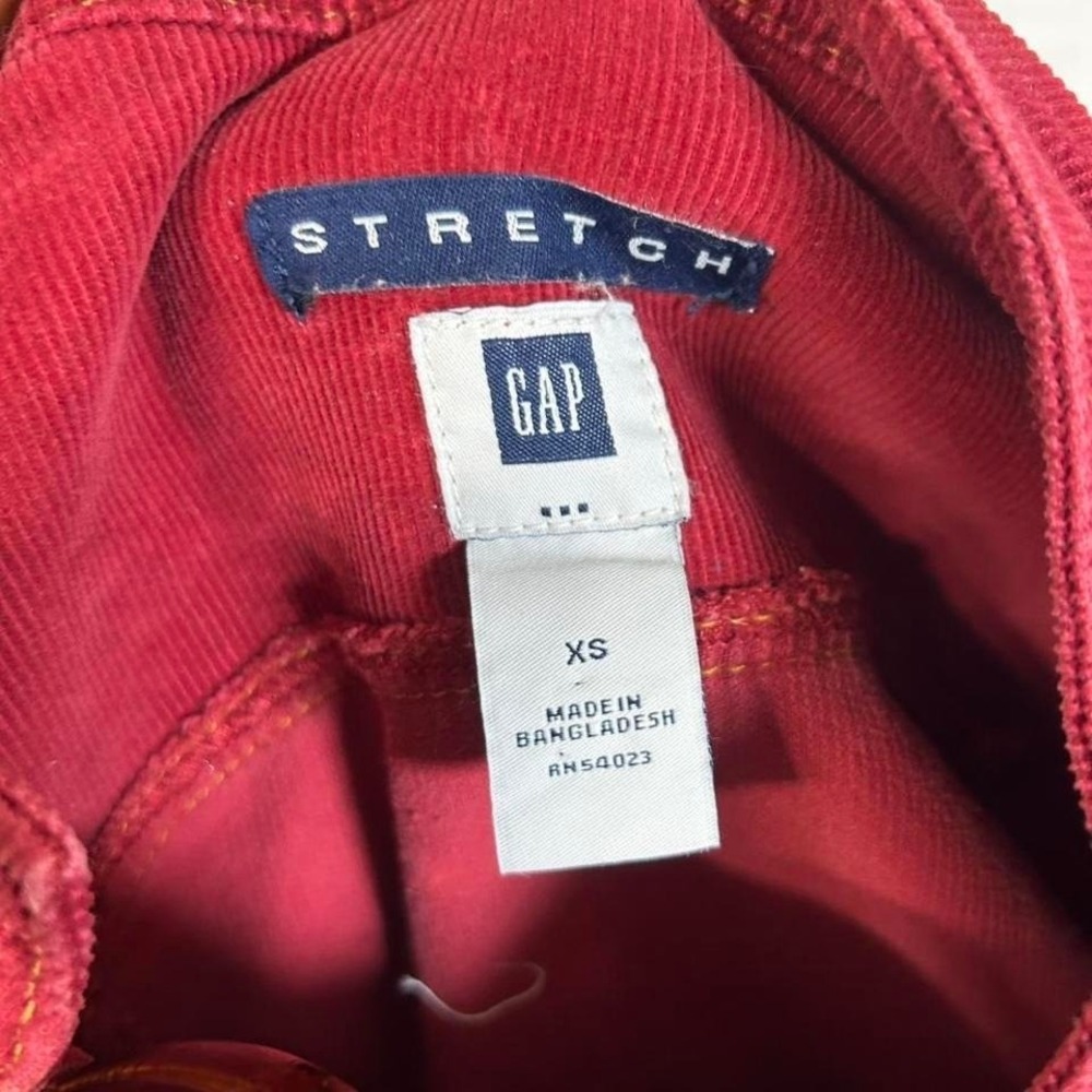 Vintage Y2K '04 GAP Red Corduroy Denim Jacket Cropped Snap Buttons Womens XS - Picture 4 of 8